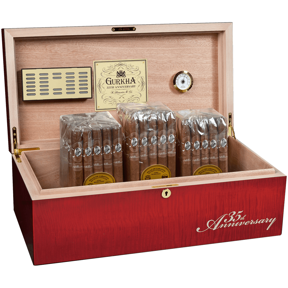Gurkha 35th Anniversary Humidor & Cigars (75ct.Cigars-Twenty five each of the Figurado, Torpedo, and Toro vitolas)