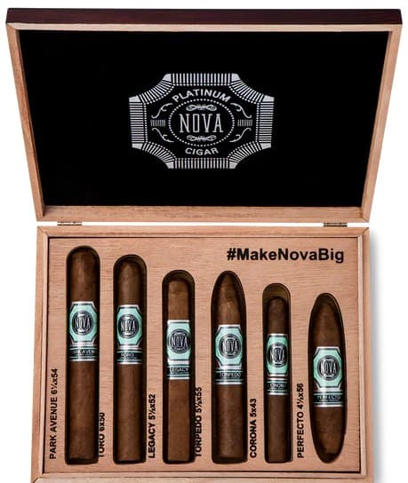 Platinum Nova Cigars Sampler Box of 6 Cigars- 6ct