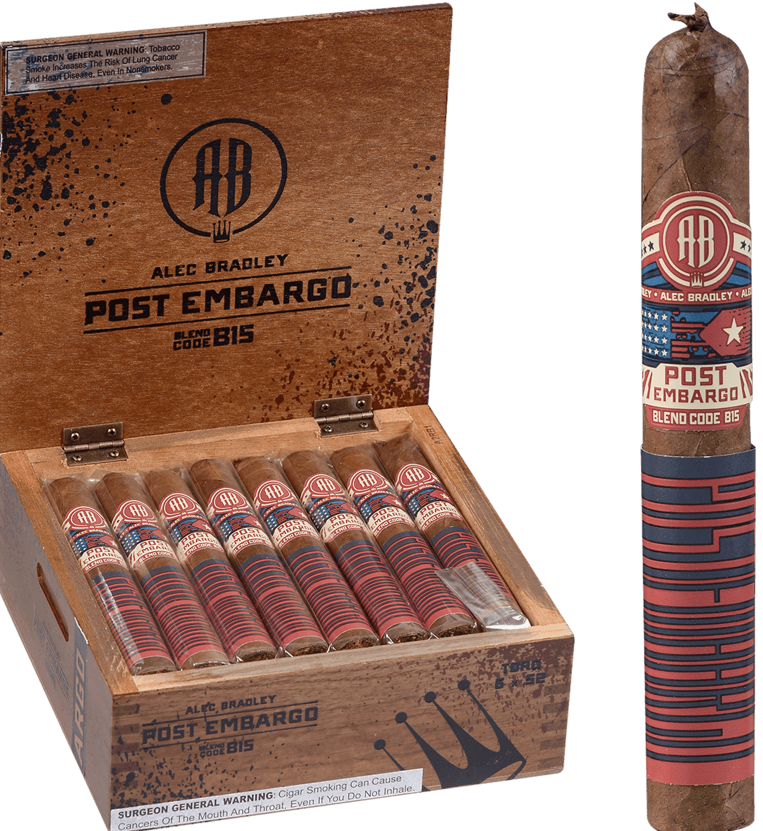 Alec Bradley Post Embargo Blend Code B15 Toro 6x52 (6.0"x52) Box Of 24 Cigars