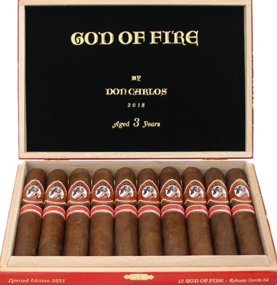 God of Fire by Don Carlos LE Robusto Gordo 54 Box of 10 Cigars
